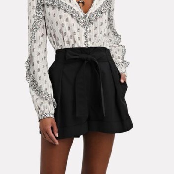 3.1 PHILLIP LIM Tie Waist Cuffed Shorts black 10 high rise dressy career glam - Picture 1 of 9